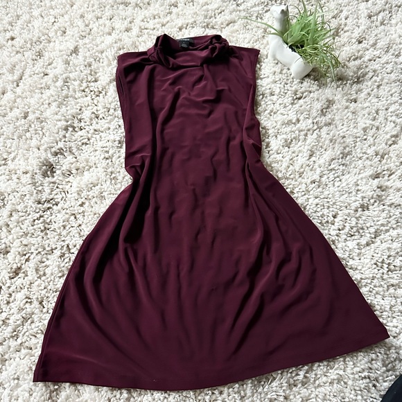 Halogen Dresses & Skirts - Halogen silky maroon fall turtleneck short red evening cocktail party dr…